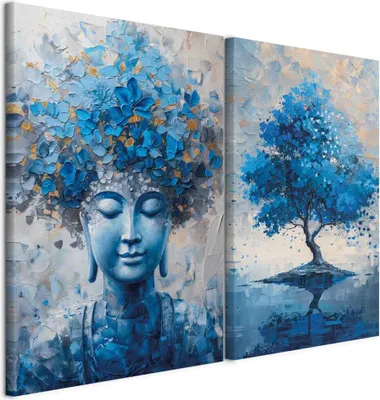 Immagine prodotto di murando - Arte murale XXL Set Ritratto surreale 120x90cm 2 pezzi ciascuno 60x90cm Collage 2 pezzi Tela Grande Decorazione Murale Soggiorno Decorazione Murale - Arte Murale Natura Astratta p-H-10008-b-a