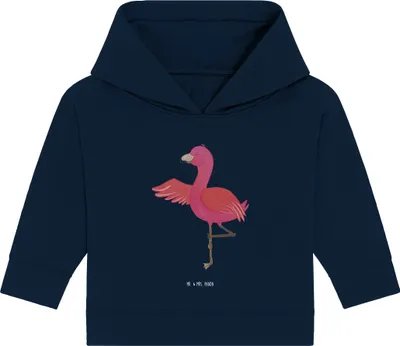 Produktbild von Mr. & Mrs. Panda Organic Baby Hoodie Flamingo Yoga 24. - 36. Monat - French Navy - Geschenk, Kapuzensweatshirt, Yogi, Achtsamkeit, Kapuzenshirt, Rosa, Urlaub, Namaste