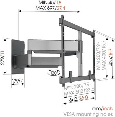 Produktbild von Vogels ELITE TVM 5855 schwarz Schwenkbare TV-Wandhalt. 55-100