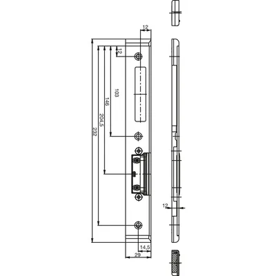 Produktbild von GU Schließblech f. Secury zum Aufschrauben,verst.m. AT-Stück,rechts,verz. silber