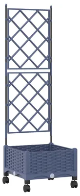 Produktbild von Pflanzkübel mit Spalier und Rädern Grau 40 x 40 x 131,5 cm PP