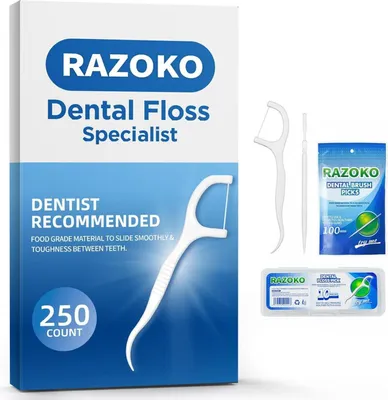 Image de Dental Floss Picks 2-en-1 brosse interdentaire & cure-dents (250