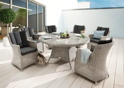 Produktbild von Destiny Sitzgruppe LUNA mit Esstisch Ø150cm (6 Personen) Vintage Weiß