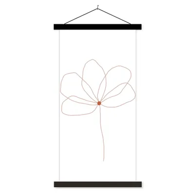 Produktbild von MuchoWow® Textilposter Blume - Strichzeichnung - Natur 60x120 cm mit schwarzem Rahmen - Magnete