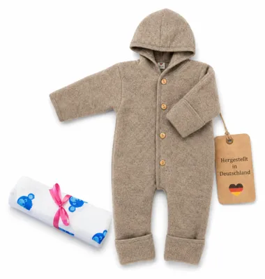 Produktbild von Engel Baby-Overall mit Kapuze, Holzknöpfen und Umschlag TOP