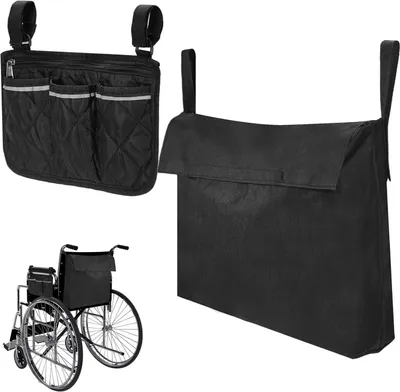 Immagine prodotto di Borsa per sedia a rotelle - Organizer per accessori - Per trasportare oggetti - Strisce riflettenti - 48 x 42 x 9 cm - Nero