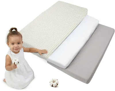 Produktbild von Set von 3 Spannbettlaken für Babybett 60x120 cm 100% Baumwolle