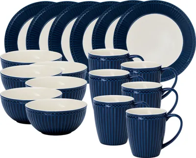 Produktbild von Greengate Alice Frühstücksset dark blue 18tlg