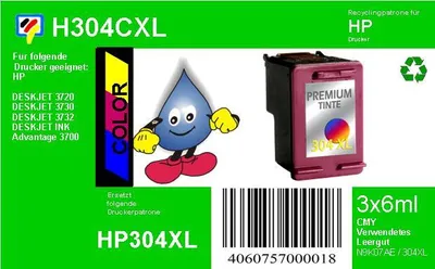 Produktbild von Dr. Inkjet HP304XL Druckerpatrone color mit 18ml Inhalt ersetzt die N9K07AE