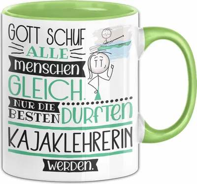 Produktbild von Kajaklehrerin Geschenk Becher Tasse Gott Schuf Alle Menschen Gleich Nur Die Besten Durfeten Kajaklehrerin Werden Geschenkidee Lustig (Grün)