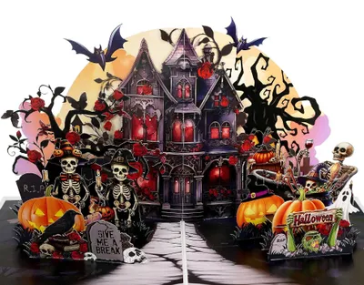 Halloween-Pop-up-Karte Spukschloss 15x20 cm
