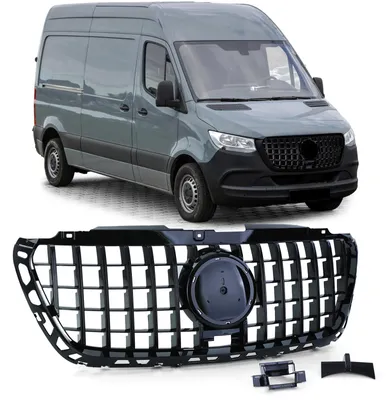Sport Kühlergrill Schwarz Glanz passt für Mercedes Sprinter W907 910 ab 2018 – Produktansicht