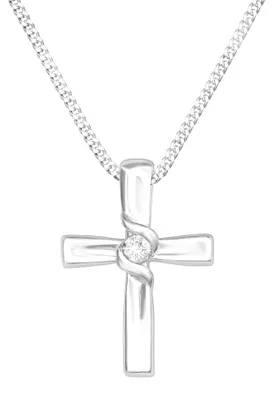 Produktbild von Kreuz Kette: Zirkonia Anhänger Halskette Silber 925