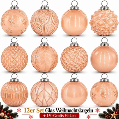 Produktbild von Weihnachtskugeln Glas 12er Set Christbaumkugeln Baumschmuck Weihnachten I199