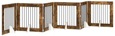 Image de vidaXL : Barrière pliante pour chien avec supports, 6 pièces, bois fumé, 482 cm