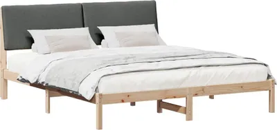 Produktbild von Bettgestell Braun und Dunkelgrau 200 x 200 cm Massivholz Kiefer