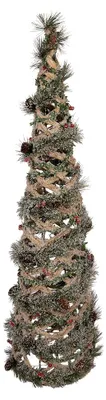 Produktbild von Clayre & Eef Weihnachtsdekoration mit LED-Beleuchtung Weihnachtsbaum Ø 28x99 cm Grün Rattan