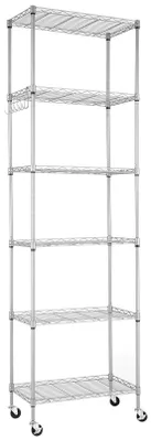 Image de Étagère métallique à 6 niveaux, 54 W x 29 D x 175 cm, montée sur roulettes