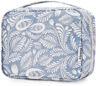 Produktbild von Toilettas für Damen - Hängende Toilettas, Damen- und Herren-Toilettas, Kosmetiktasche - Waschbeutel (blaues Blatt)