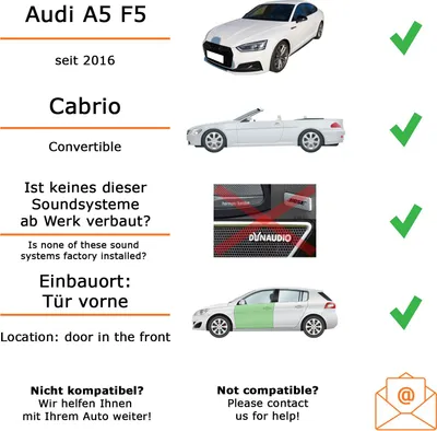 Produktbild von Lautsprecher Boxen Einbaupaket vorne Crunch DSX6.2E passend für Audi A5 + Cabrio | Set für zwei Türen