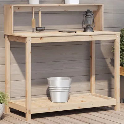 Produktbild von Design Pflanztisch mit Ablagen 108x50x109,5 cm Massivholz Kiefer, Blumenständer 2024 Neu