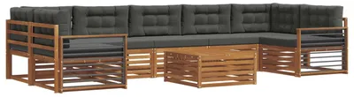 Image de vidaXL Ensemble de canapés d'extérieur avec coussins 8 pièces Nature et Anthracite