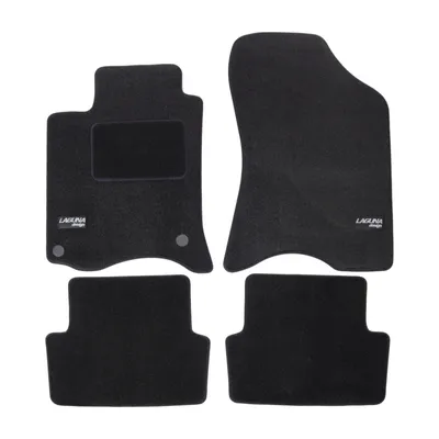 Image de Logo Tapis De Sol Noir Velours Sur Mesure Pour Renault Laguna B 2001-2007 4pcs, Base Antidérapante, Tapis conducteur renforcé