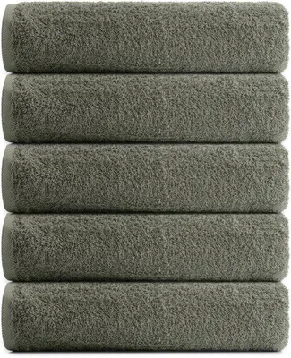 Immagine prodotto di Unyqoos® Verde Oliva – Set di 7 asciugamani, 50x100 cm, 100% cotone, 550 GSM, morbidi e assorbenti, ad asciugatura rapida, certificati Oeko-Tex