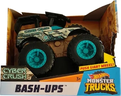 Immagine prodotto di Mattel Hot Wheels GCF97 - Monster Truck 1:64, auto d'azione BASH-UPS Cyber Crush per bambini