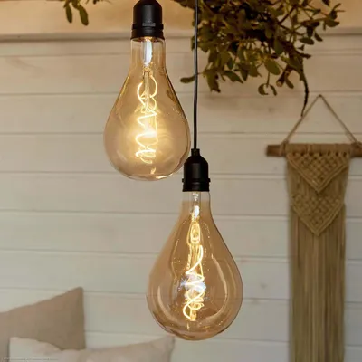 Produktbild von 2er Set Vintage Hängelampe Batterie + Fernbedienung outdoor dimmbar gold,10x20cm