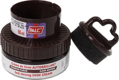 Produktbild von Palc Selbstglanz Wachs Schuhcreme dunkelbraun - Schuhglanz mit Schaumaplikator - Schuh Pflegemittel für Naturleder, Synthetik