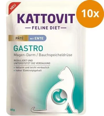 Produktbild von Kattovit Gastro Pate Ente - Frischebeutel Nassfutter 10 x 85 g