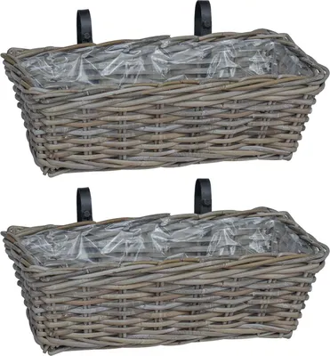 Obrázek produktu pro Závěsný květinový koš 2 pcs Šedá 48 x 22 x 15 cm Lacak ratan