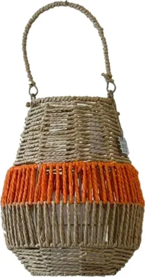 Produktbild von Van der Leeden Laterne ORANGE Seegras Natur/Orange | Ø 26cm H 31cm