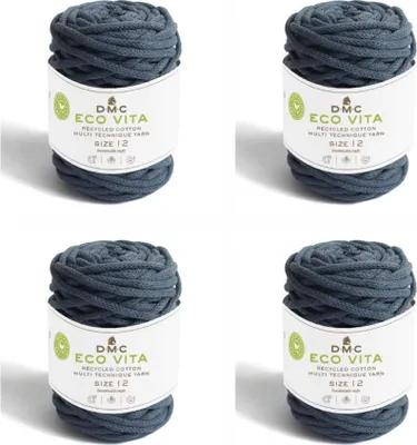 Zdjęcie produktu dla 4 x DMC Eco Vita-12 – przędza z bawełny pochodzącej z recyklingu (4 mm), skład: 80% bawełna i 20% poliester (kolor 76)