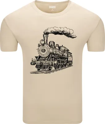 Produktbild von Diarbo Herren T-Shirt mit Eisenbahn Druck Dampflokomotive Beige Gr.XXL