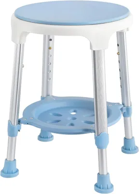 Immagine prodotto di Sedia da doccia girevole a 360° con vassoio, regolabile in altezza da 42 a 54 cm, sedile da bagno antiscivolo in alluminio e plastica, ideale per anziani e donne in gravidanza (modello D)
