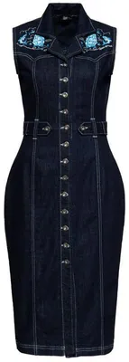 Produktbild von Queen Kerosin Denim Bleistiftkleid - Sailor XS
