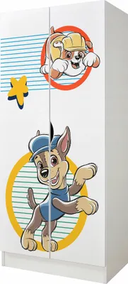 Produktbild von Kinderschrank 70cm breit mit Paw Patrol Charaktere Chase Rubble Mehrzweckschrank für Kinderzimmer Schrank für Kinder 70cmx162cmx43cm