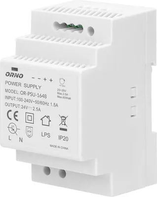 Image de Bloc d'alimentation pour rail DIN 24VDC 2,5A 60W OR-PSU-1648