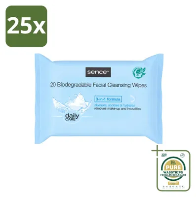 Produktbild von 25 x Sence Gezichtsreinigingsdoekjes voor normale huid - Vorratspackung - 25 Stücke