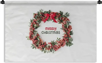 Produktbild von MuchoWow® Wandteppich Wandbehang Winter - Mistelzweig - Weihnachtskranz 120x80 cm Tapisserie Dekoration Wandtuch - Wanddekorationen - Wandtücher