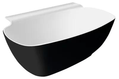 Productafbeelding van Polysan NIGRA, vrijstaande badkuip van gietmarmer, 158x80x45 cm, zwart/wit