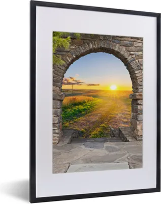 Produktbild von MuchoWow® Gerahmtes Poster Landleben - Sonne - Aussicht - Landschaft 30x40 cm - Poster mit Schwarzem Bilderrahmen Wandposter Rahmen Foto Bilder - Wandposter Schlafzimmer