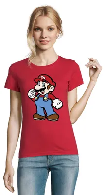 Produktbild von Mario Damen T Shirt Gaming Print Rundhals Baumwollshirt