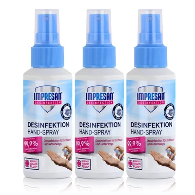 Produktbild von Impresan Hand-Spray 100ml - Hygienische Sauberkeit ohne Wasser (3er Pack)