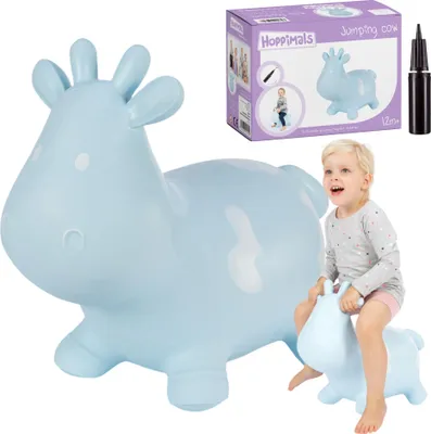 Produktbild von Hoppimals Gummi-Hüpfer für Kinder mit Pumpe, Kuh, blau