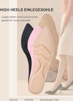 Produktbild von COOL-i ® Einlegesohlen, Damen-Schuheinlegesohle mit hohen Absätzen, ultradünn und atmungsaktiv, schweißabsorbierend, desodorierend, weich und bequem,Schwarz 2 Paar(EU35-39)