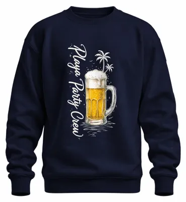 Imagen del producto de Camiseta de manga larga o sudadera con motivos de fiesta en la playa, cerveza, palmeras, vacaciones, verano, playa, Mallorca, despedida de soltero/a, color azul marino, talla S