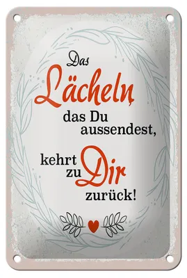 Produktbild von Blechschild Lächeln kommt zu DIR zurück, 18 x 12 cm, Blechschilder Spruch Glück Weisheit
